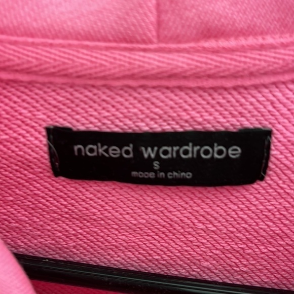 NWOT Naked Wardrobe Pink Cropped Hoodie, Size Small. - Picture 2 of 5